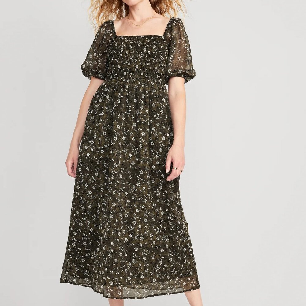 Fit & Flare Smocked Maxi Dress for Women NWT